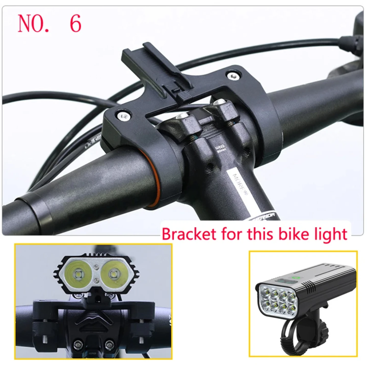 Bicycle Light Holder Double-hole Central Bike Front Light Mount Cycling Headlamp Stand Rack MTB Lamp Bracket Clip