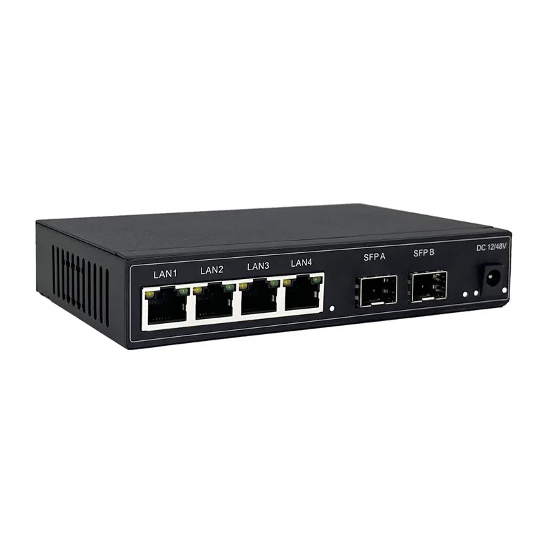 Wall Mounted 4 Port 10/100/1000Mbps Ethernet PoE Switch Gigabit Unmanaged Network PoE Switch with 2 SFP Ports