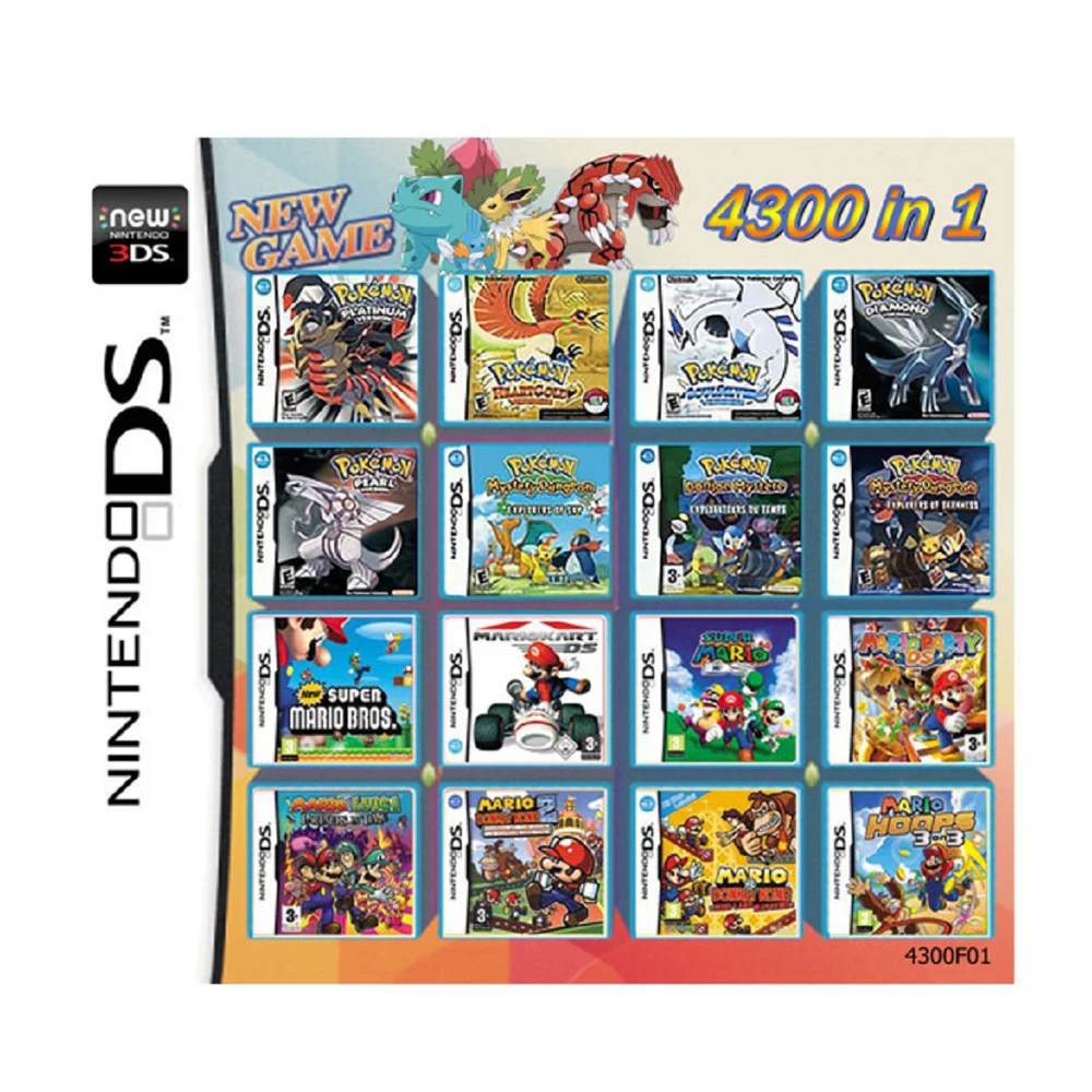 Super Combo Pokemon Mario Album 208 in 1 Videospiel-Cartridge-Karte für DS 3DS NDSI NDSLL NDSXL 3DS XL Videospielkonsole