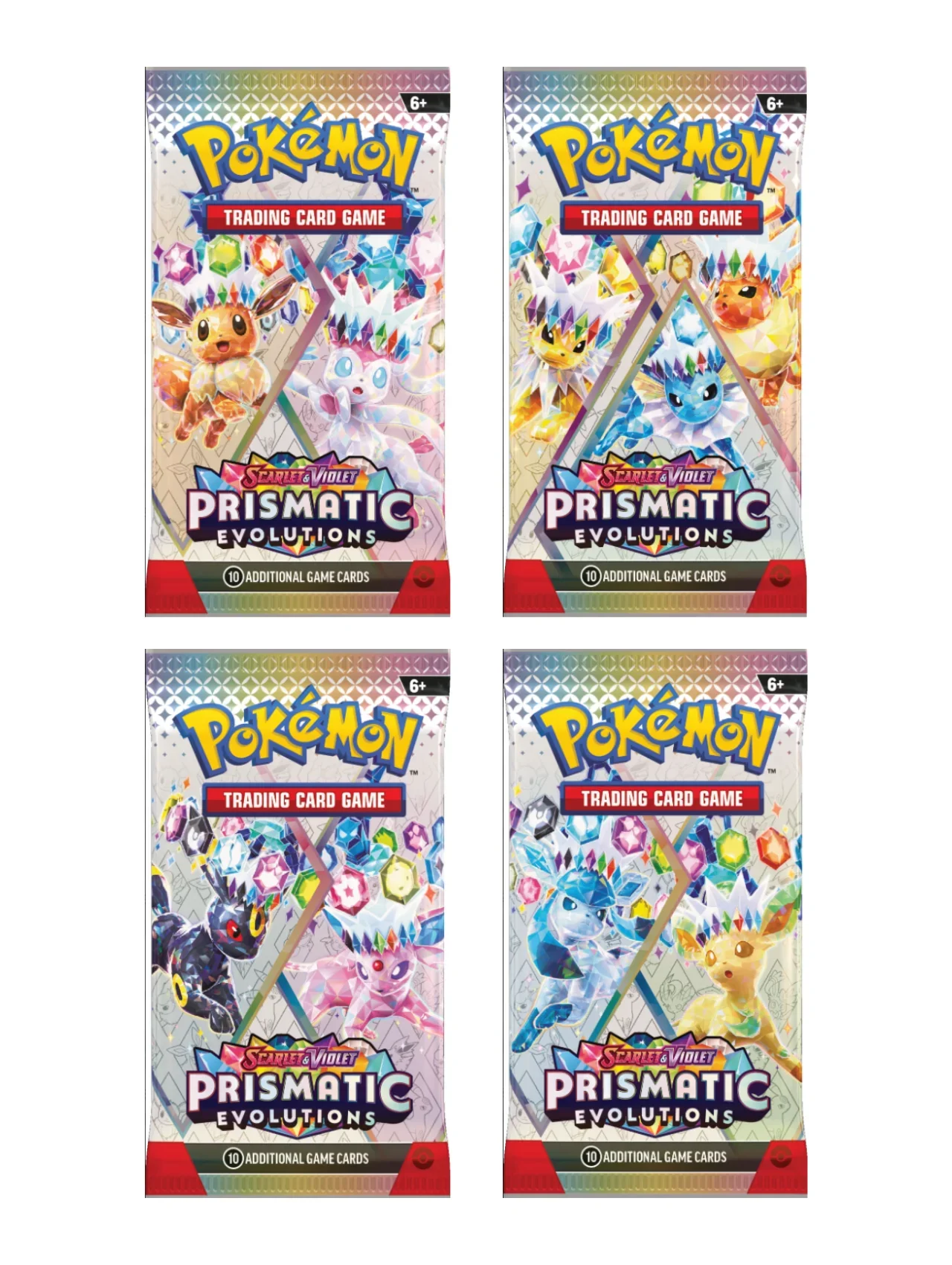 4 paquets de 40 cartes Pokémon Écarlate et Violet Prismatic Evolutions Booster Packs, jeu de cartes à collectionner TCG en anglais, cartes de combat, jouet cadeau