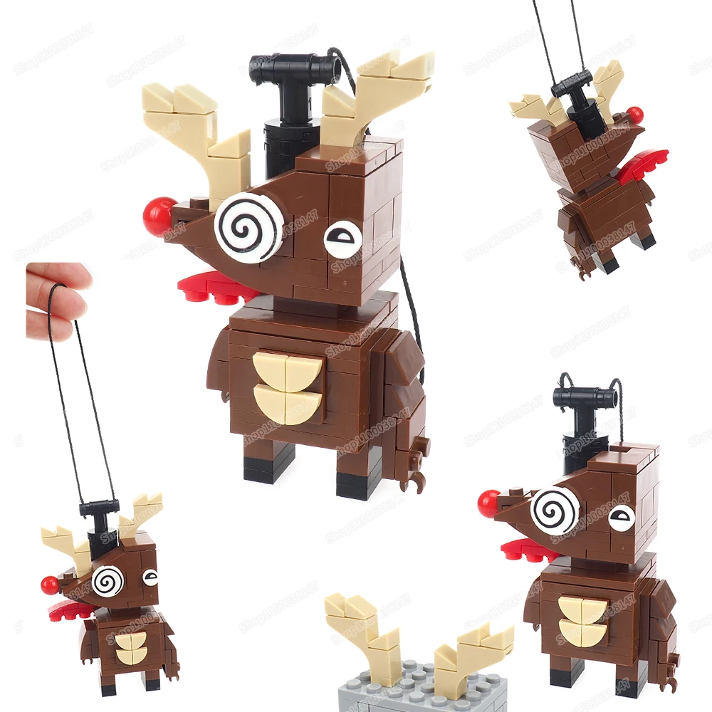 

Reindeer Monster Building Block Assemble Moc Magic Numbers Circus Deer Hang Equipment Decoration Christmas Model Child Gift Toys