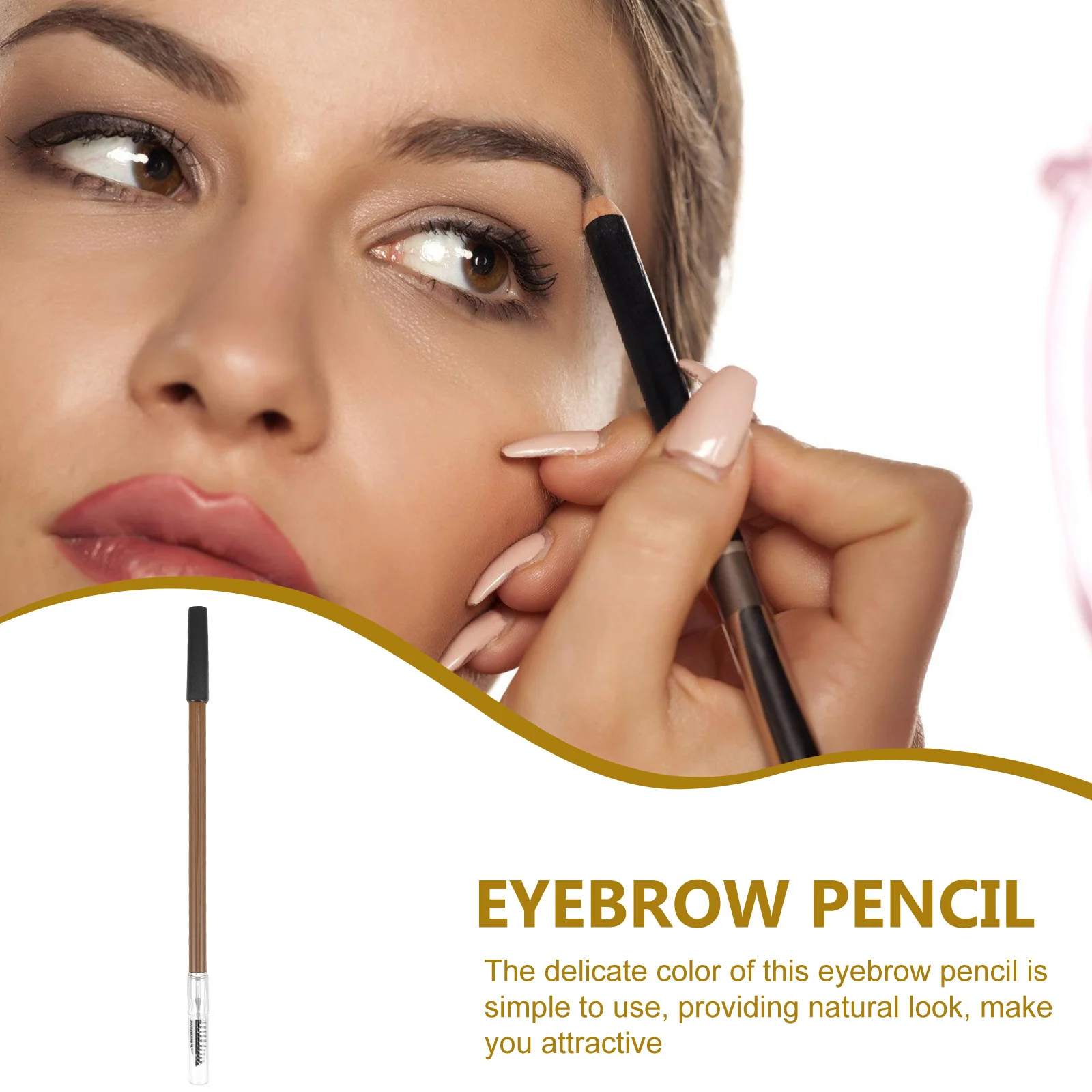 Augenbrauenstift aus Holz, wasserfest, schweißfest, nicht verschmierend, langlebig, natürlicher Look, Augenbrauenformer für Damen, Make-up, tragbares Design