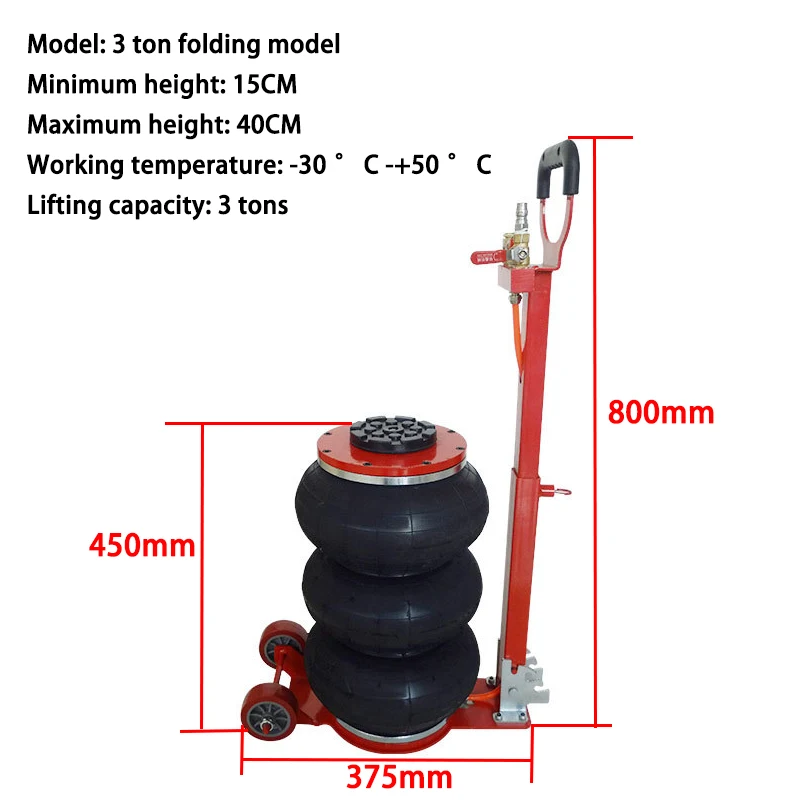 Bag Air Jack 6600lbs Capacity Pneumatic Jack Quick Lift 3T Car Repair Jacks and Floor Jacks Folding Rod Fast Lifting Triple Bag