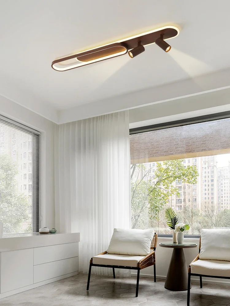 

2026 скандинавские светодиодные потолочные светильники с имитацией дерева, вращающийся прожектор, люстра для гостиной, спальни, столовой, гардероба, освещение Fi