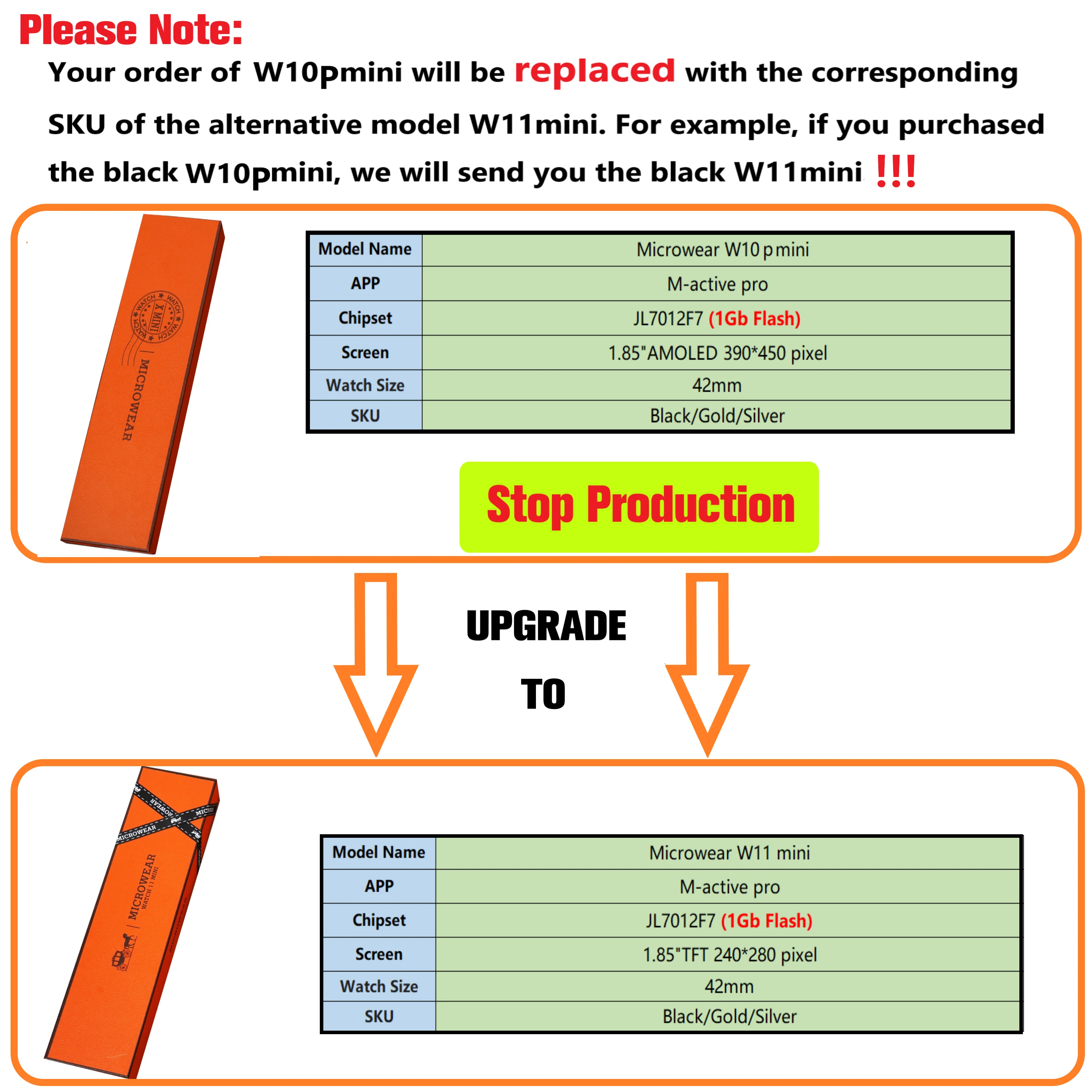 

Microwear W11mini Smartwatch Replacement Model for W10pmini IP68 Waterproof W11P Mini for Women Ladies Female with 42mm Screen