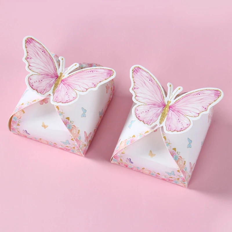 Confezione regalo di caramelle da 12 pezzi farfalla rosa viola decorazioni per feste di compleanno forniture per matrimoni borsa regalo per biscotti