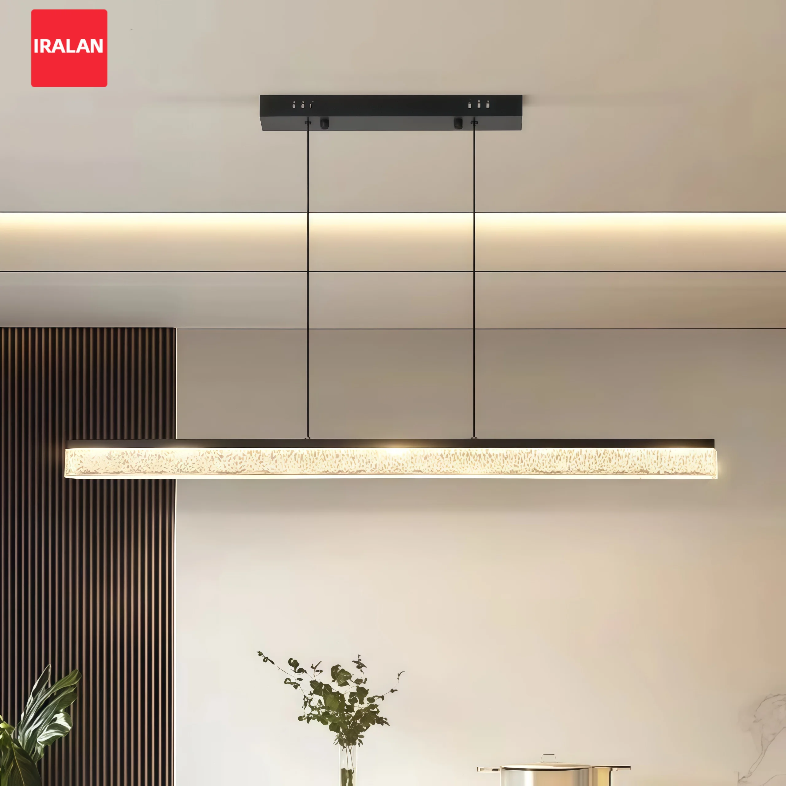 Minimalist Line LED Pendant Light 100CM Textured Crystal Chandelier Dining Room Island Counter Decor Home Decoration Fixtures