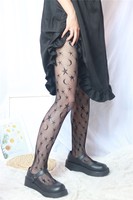 Lolita Sexy Jk Fishnet Stockings JK Girls Tights Black Star Moon Pattern Pantyhose Ladies Stocking Big Elastic Girls WomenTights