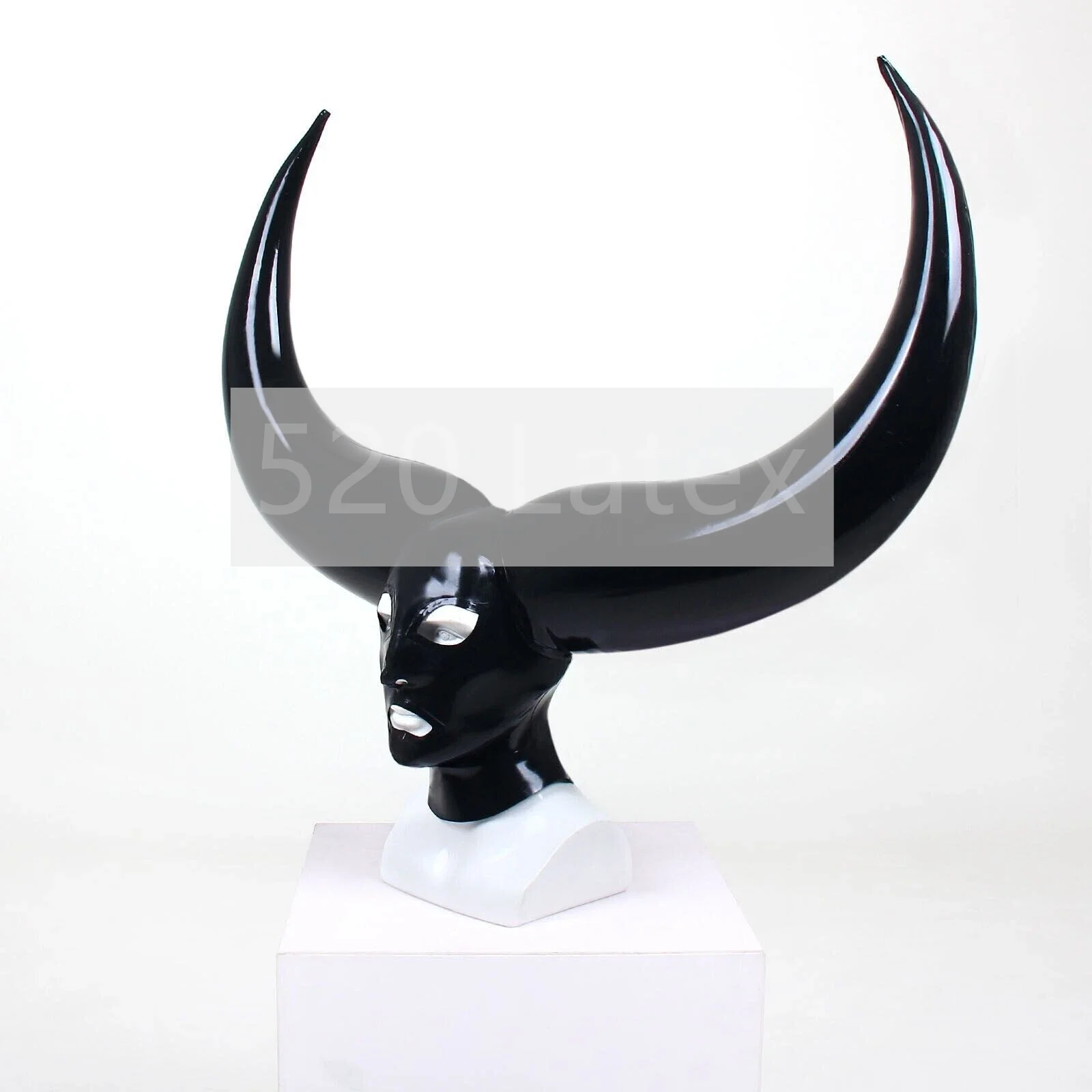 

Ручная работа унисекс Фетиш латексная маска Gummi Inlfaltable бычий рог капюшон барная маска Хэллоуин косплей надувной рог вечерние головные уборы