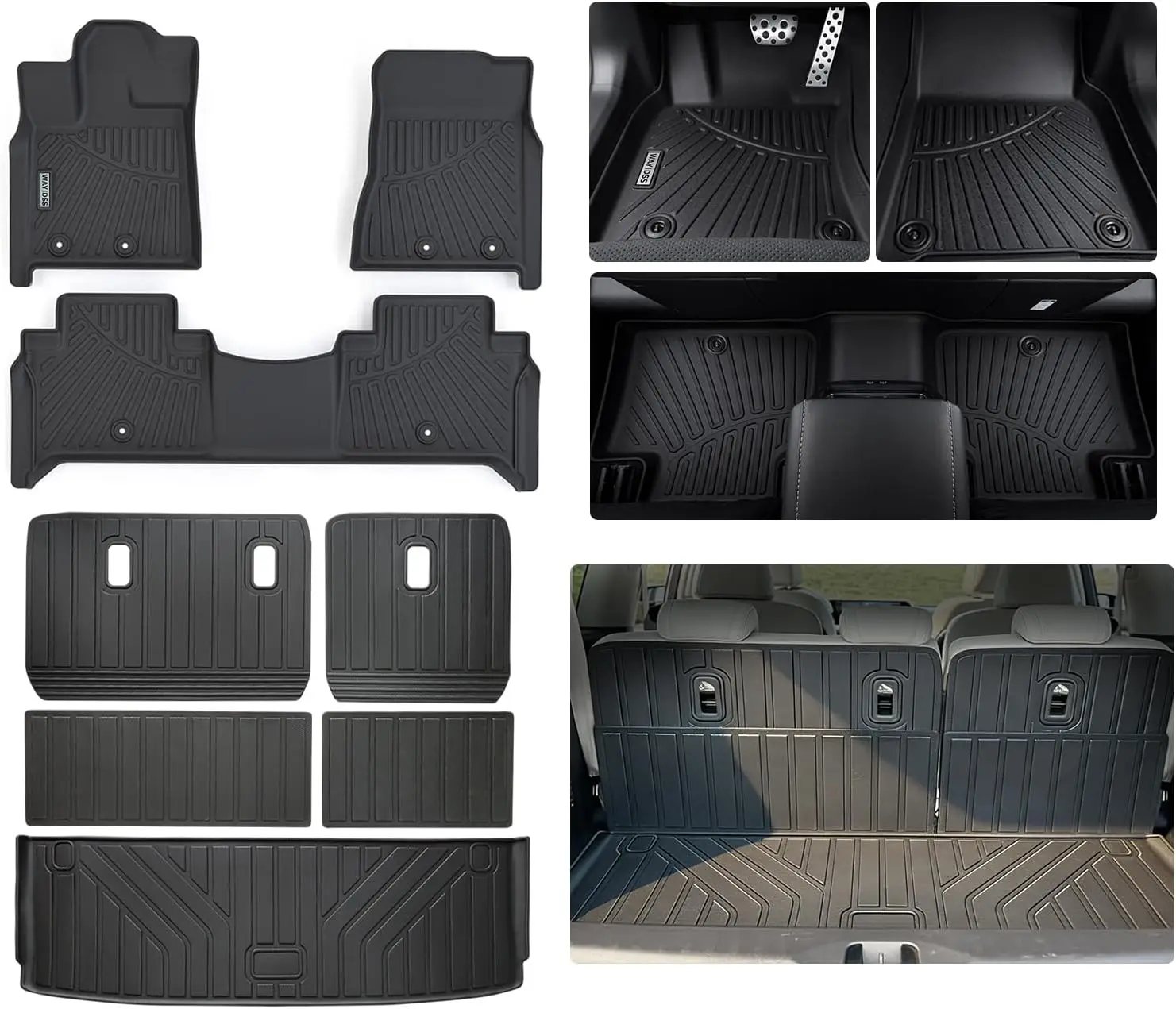 

TPE Floor Mats for Nissan Armada Infiniti QX80 2025-2026 8PC Set with Cargo Liner