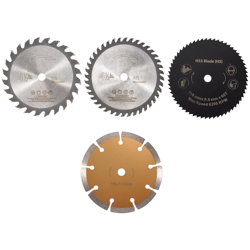 

115X10mm Multi-Function Carbide Saw Blade Plastic Cutting Blade Circular Saw Blade Set Of 4