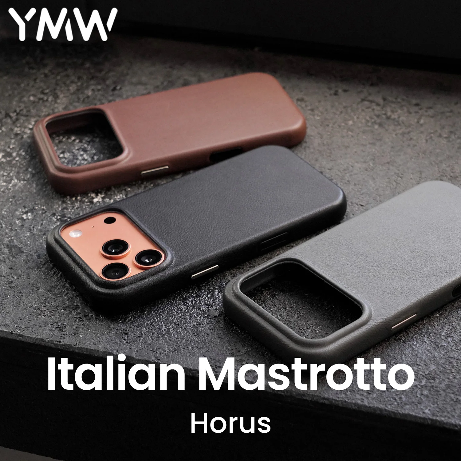 

YMW Italian Mastrotto Genuine Leather Case for iPhone 17 Pro / 17 Pro Max Personality Cowhide Magnetic Phone Cover