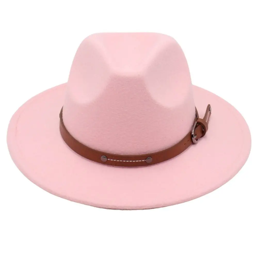 Mode Mit Gürtel Schnalle Filz Fedora Hüte Vintage Breite Krempe Panama Kappe Elegante Weiche Jazz Hut Männer Frauen – Detail 16