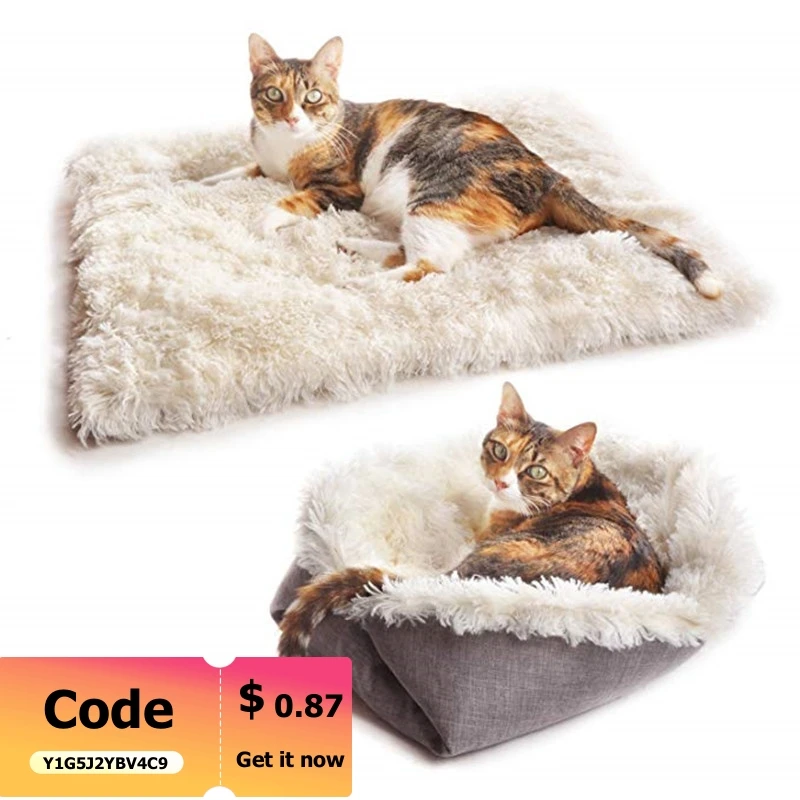 Cat Dog Bed Pet Mat Accessories Detachable Dual-purpose Plush Pet Mattress Autumn Winter Home Indoor Anti-anxiety Improves Sleep