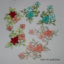 2pc/set ironing floral embroidered Patches for Clothes iron on Embroidery Stickers Applique flower ecoration Badge parches ropa