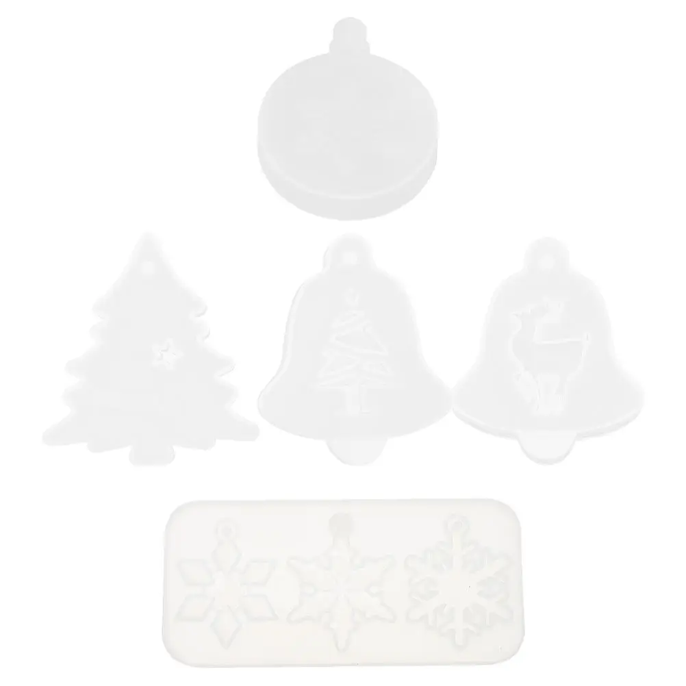5Pcs Christmas Tree Pendant Mold Silicone Durable DIY Hanging Ornament Making Molds Non-Stick Easy Clean Xmas Pendant Mold