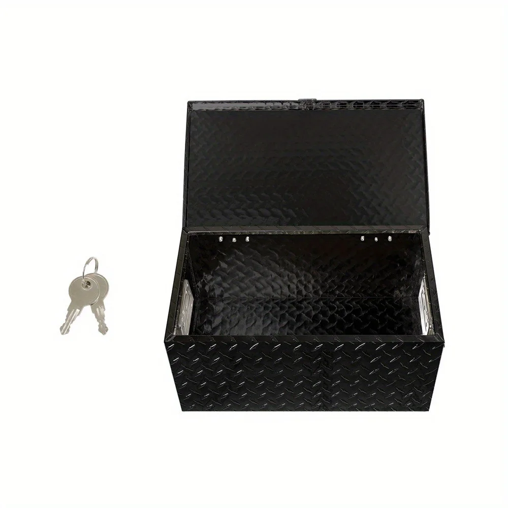 

Toolboxes 20 * 12 * 9.6 Inch Black Aluminum Diamond Plate Tool Box with Key Locks - Durable Pickup Truck Toolbox