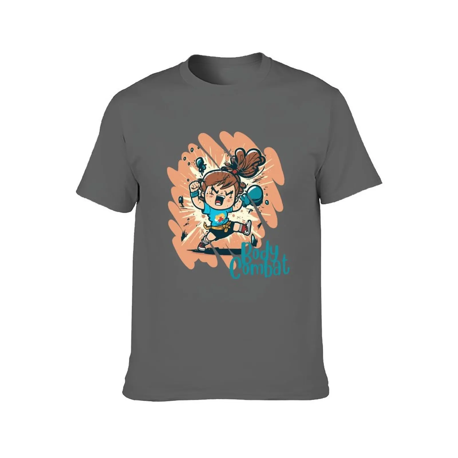 Funny Cartoonish Cute Girl Doing Body Combat Punch T-Shirt man t shirts cotton t shirt personalised T-Shirt