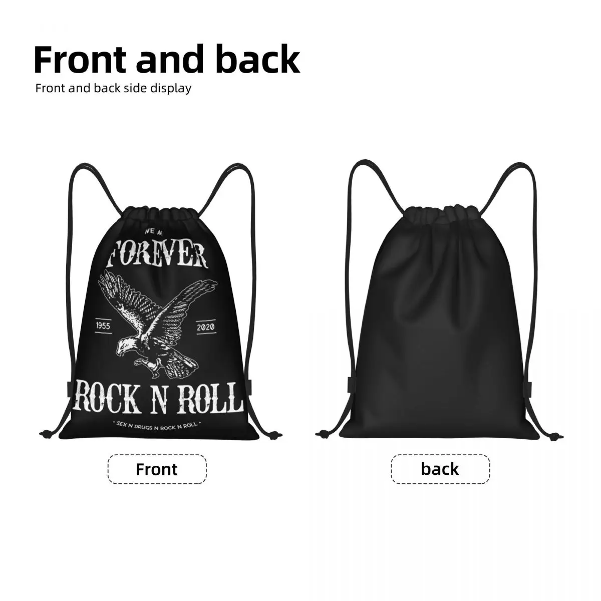 Forever Rock N Roll Drawstring Bag Women Men Portable Gym Sports Sackpack Training Storage Backpacks