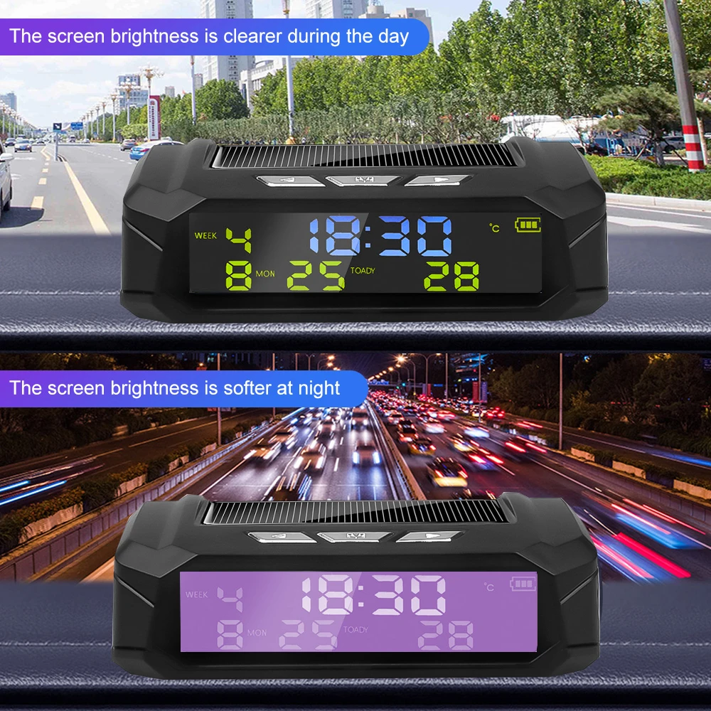 Newest Car USB Solar Charge Smart Digital Clock Calendar Time Temperature LED Display Automobile Interior Accessories Auto Start