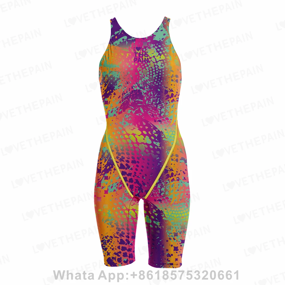 Wedstrijdtraining Badmode Tech Suits Hals Om Knie Tech Suits Vrouwen Open Back Comfort Bandjes Badpak Jumpsuit Badpak 2023