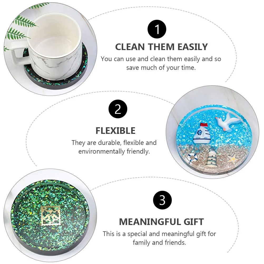 

4Pcs Round Coaster Mold Silicone DIY Cup Mat Mould for Resin Craft Making Heat Resistant Flexible Non Stick Baking Grade