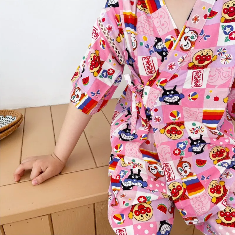 2022 New children\'s Cartoon Printed Sleepwear 2 pezzi cotone Kimono giapponese Yukata Set Homewear manica corta per bambini LC959