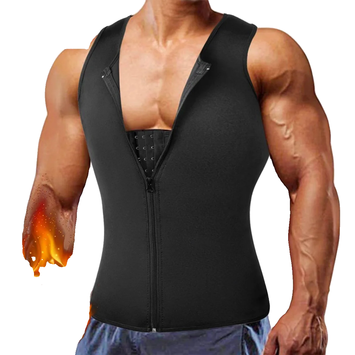 Men's Sauna Suit Abdomen Control Vest Sports Vest Cross-Border apewear Neoprene Tight Body Suit Nylon Polyester Fabric