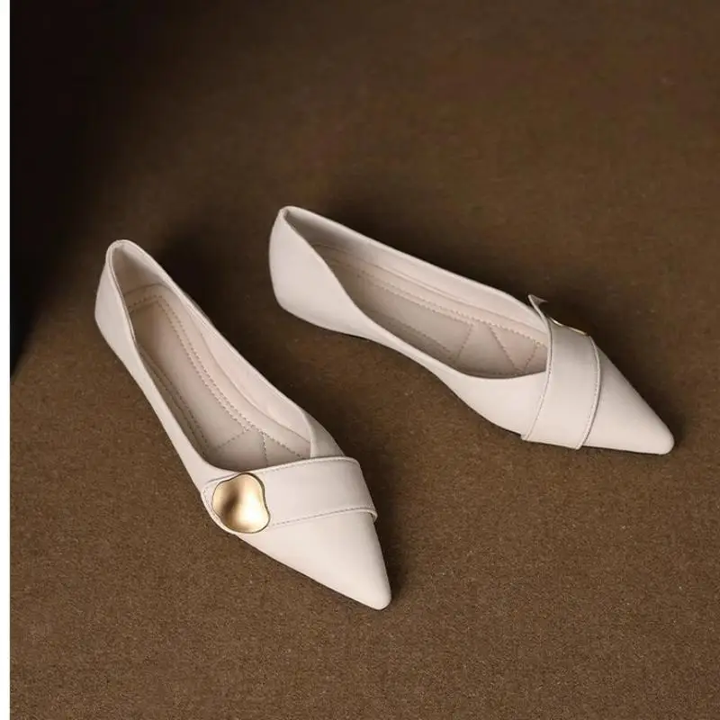 

French Pointed Toe Flat Shoes Women Soft Leather Loafers 2025 Spring New Shallow Mouth Comfortable Soft Sole Daily Casual Shoes
