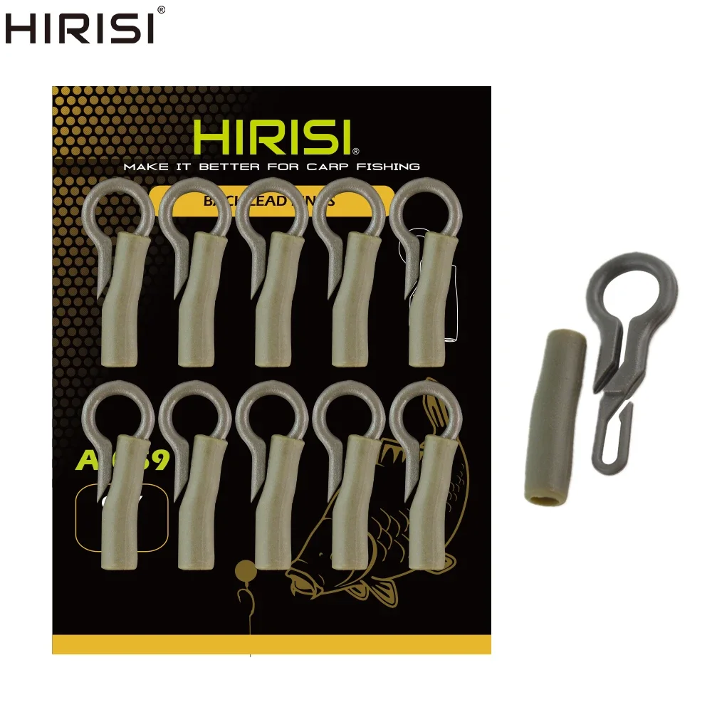 Hirisi 10pcs Carp Fishing Rubber Back Lead Clips with Sleeve Safety Carp Fishing Accessories AI059