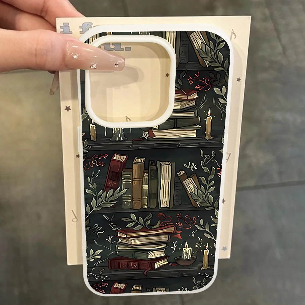 Für Samsung Galaxy A16 A15 A55 A35 A36 A56 S26 S25 S24 Ultra S23 S21 S22Plus Handyhülle mit dunklem Bücherregal-Muster aus Silikon – Detail 4