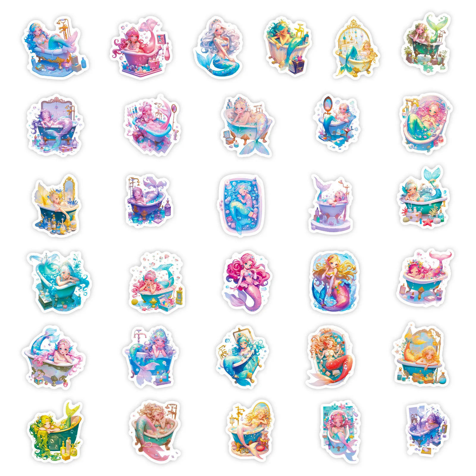 56 ชิ้นสติกเกอร์สีน้ำนางเงือกกันน้ำการ์ตูนสร้างสรรค์กราฟฟิตี้ตกแต่ง DIY ของเล่นเด็กแล็ปท็อปกีตาร์รถจักรยานสติ๊กเกอร์