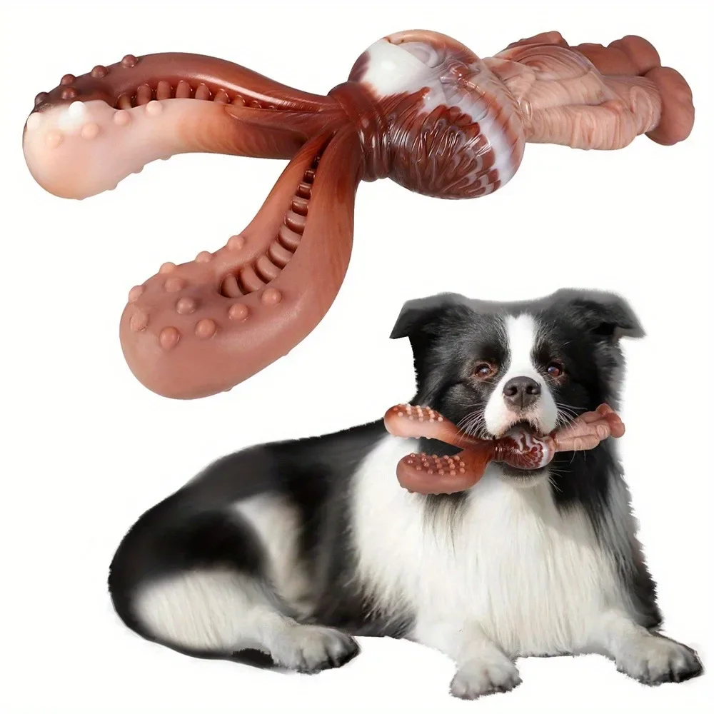 Unzerstörbares Kauspielzeug für Hunde, Nylon-Kauspielzeug für Hunde in Kaninchenform, Rindfleischgeschmack für mittelgroße und große Hunde (30–120 lb), starkes Kauen – Detail 2