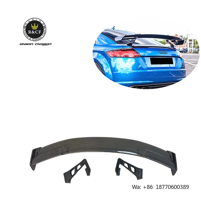 AP Style Lightweight Carbon Fiber Universal Spoiler Rear Wing with Hole Cut for Audi TTS/TTRS MK3 2018 up