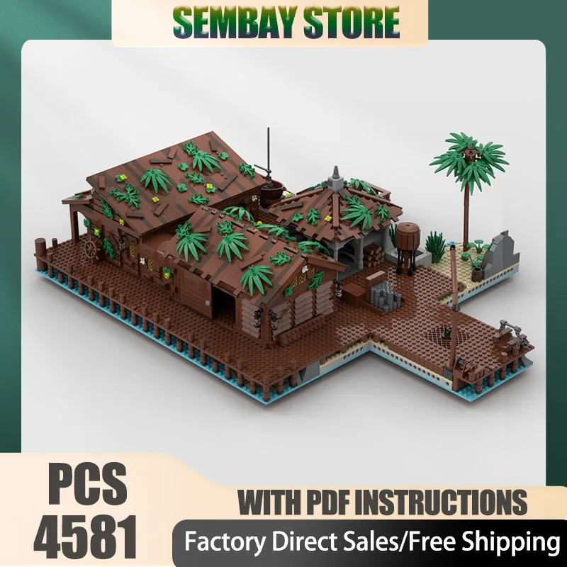 

Moc Building Bricks Modular Pirate Island Bay - Harbor Extension Technology Blocks Christmas DIY Toy Construction Gifts