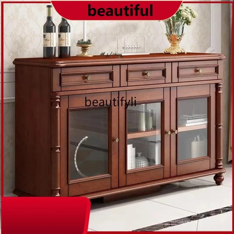 

All solid wood American side cabinet mahogany dining room tea living room storage locker H