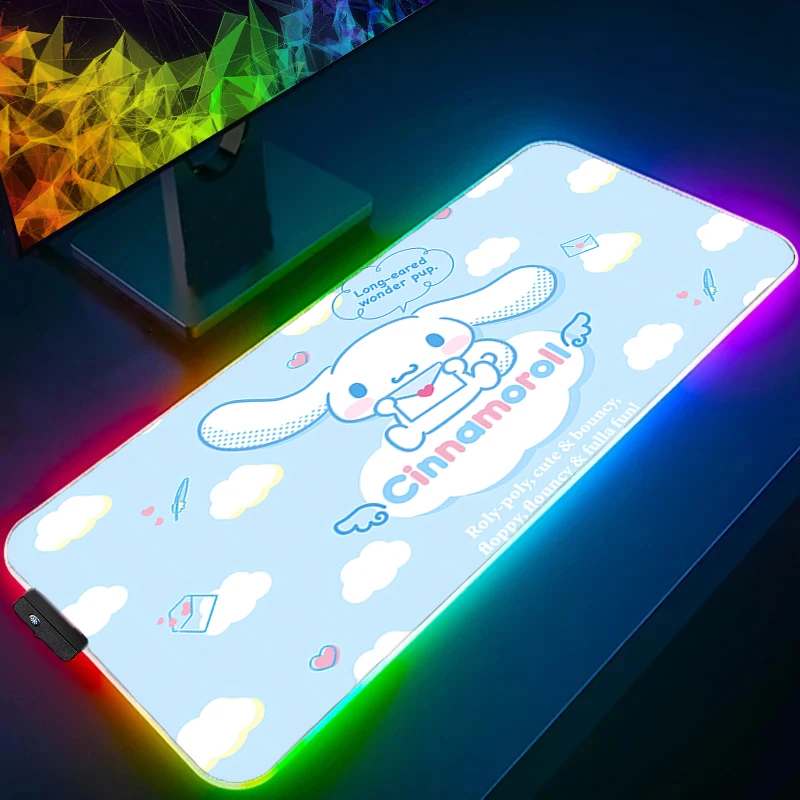 لوحة ماوس RGB Cinnamoroll Professional Lock Edge ألعاب الرياضات الإلكترونية سرعة الكمبيوتر لوحة مفاتيح مطاطية للألعاب بإضاءة خلفية LED لوحة ماوس مكتبية #1
