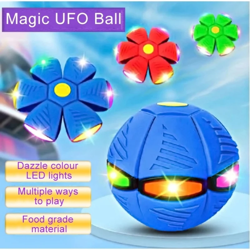 UFO Flat Throw Disc Ball With Magic Ball Kids Toy Gifts Outdoor Game Children's Toys Elastic Deforming Balls Decompression Toys