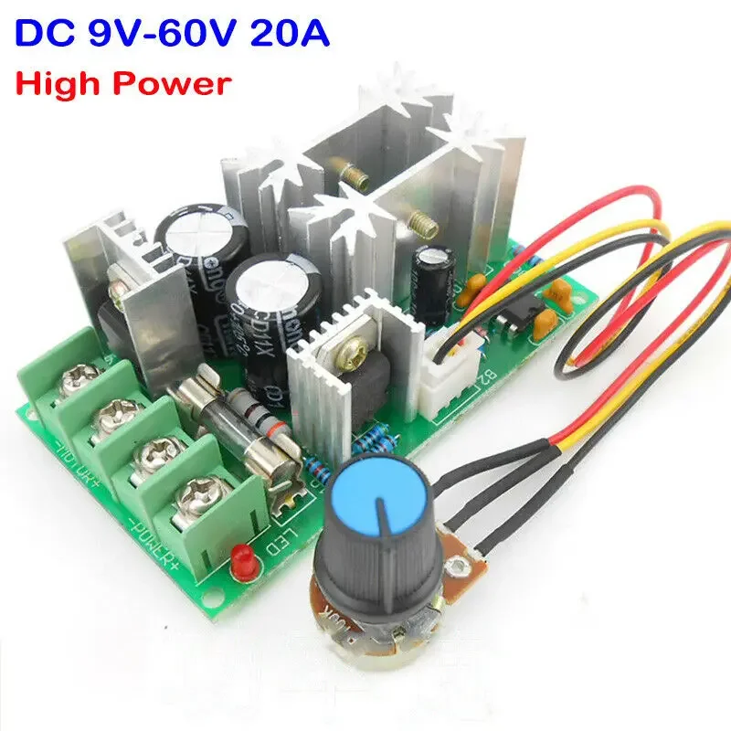 DC Motor DC 9V-60V 12V 24V 36V 48V 20A PWM Speed Controller Switch Control Converter High Power Electric Regulator Governor