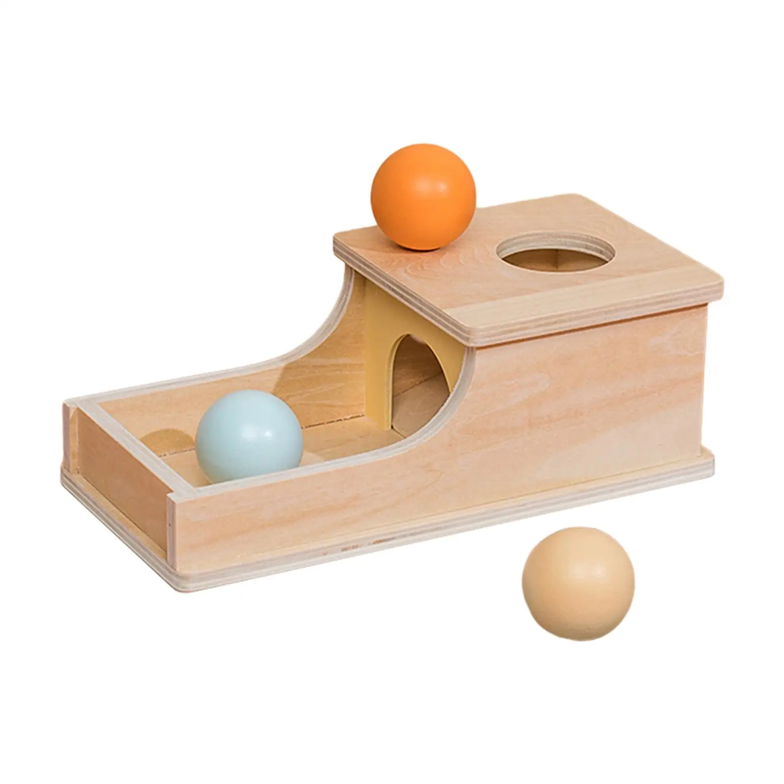 Holz Objekt Permanenz Box mit Tablett und 3 Kugeln für Kleinkinder Babys Kinder