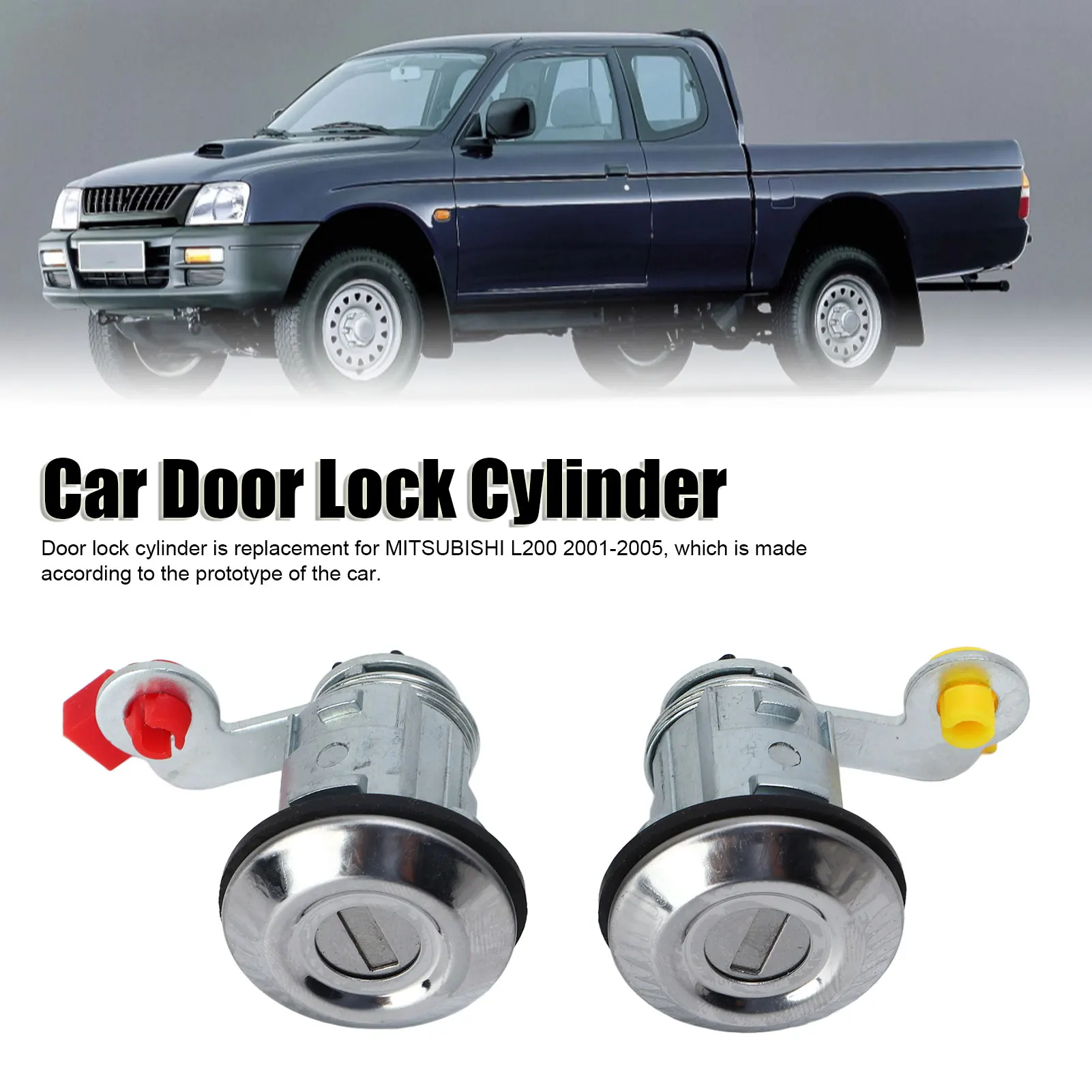 Left Right Door Lock Cylinder With 2 Keys YE05506A Replacement for MITSUBISHI L200 2001‑2005