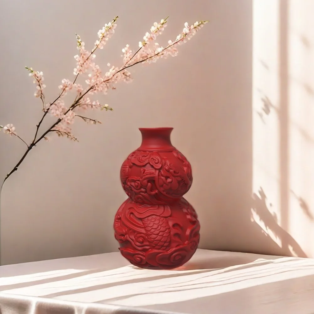 Molde de silicone para vela de cabaça de dragão estilo chinês, adequado para decoração de casa DIY, cimento, gesso, cera e ideias criativas para presentes
