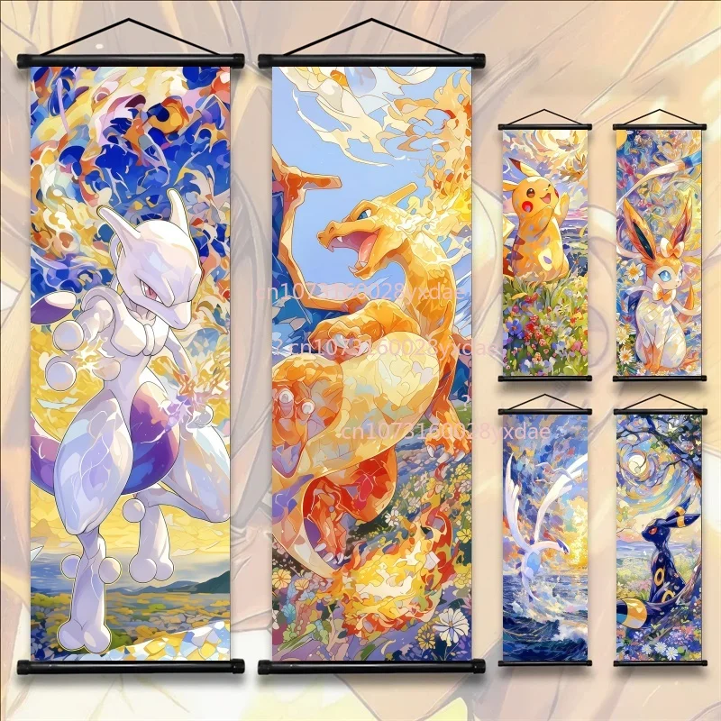 

Pokemon Printed Poster Anime Wall Artwork Gengar Pictures Charizard Painting Canvas Pikachu Hanging Scrolls Home Room Decor