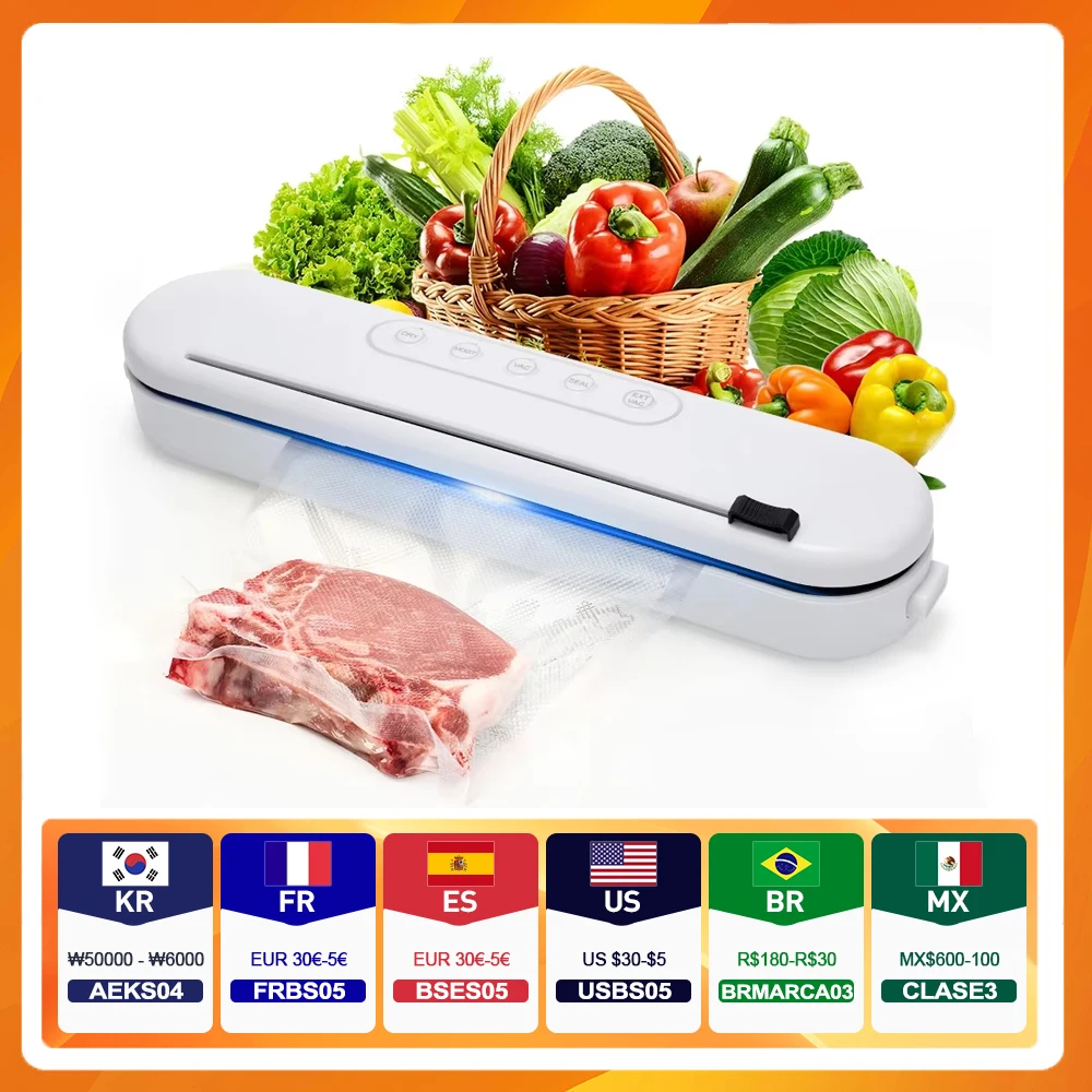 

Машина для вакуумной запайки 2 в 1, машина для упаковки сухих и влажных пищевых продуктов, кухонная машина для хранения продуктов, запечатывающая машина, встроенный резак, вакуумный упаковщик