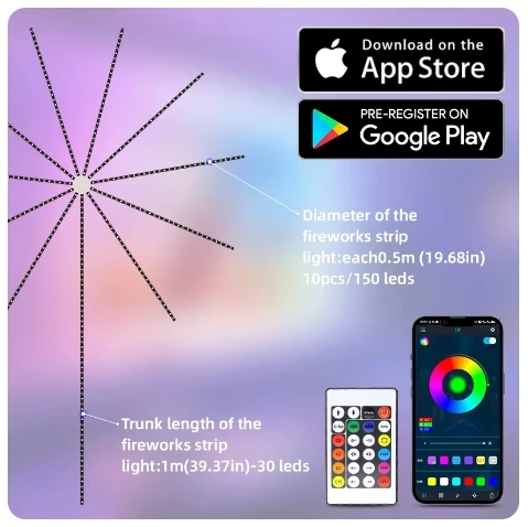 5v magic indoor LED fireworks lamp, LED fireworks emission effect with remote control and APP control, music synchronization RGB image 4