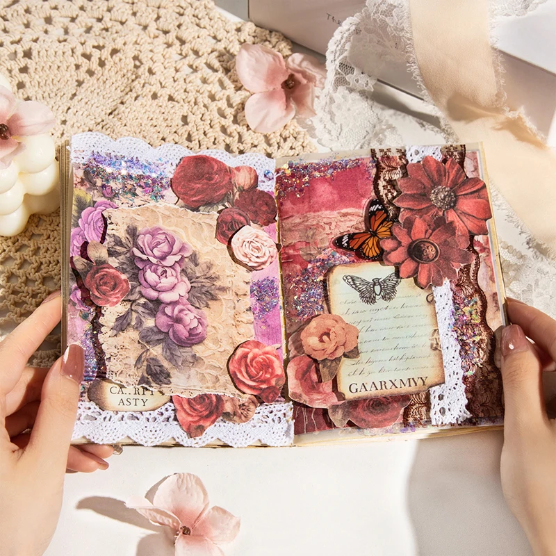 Yoofun 30sheets Elegant Flower Vintage Lace Material Paper Creative Scrapbookng Journal Collage Planner Decor Stationery Paper