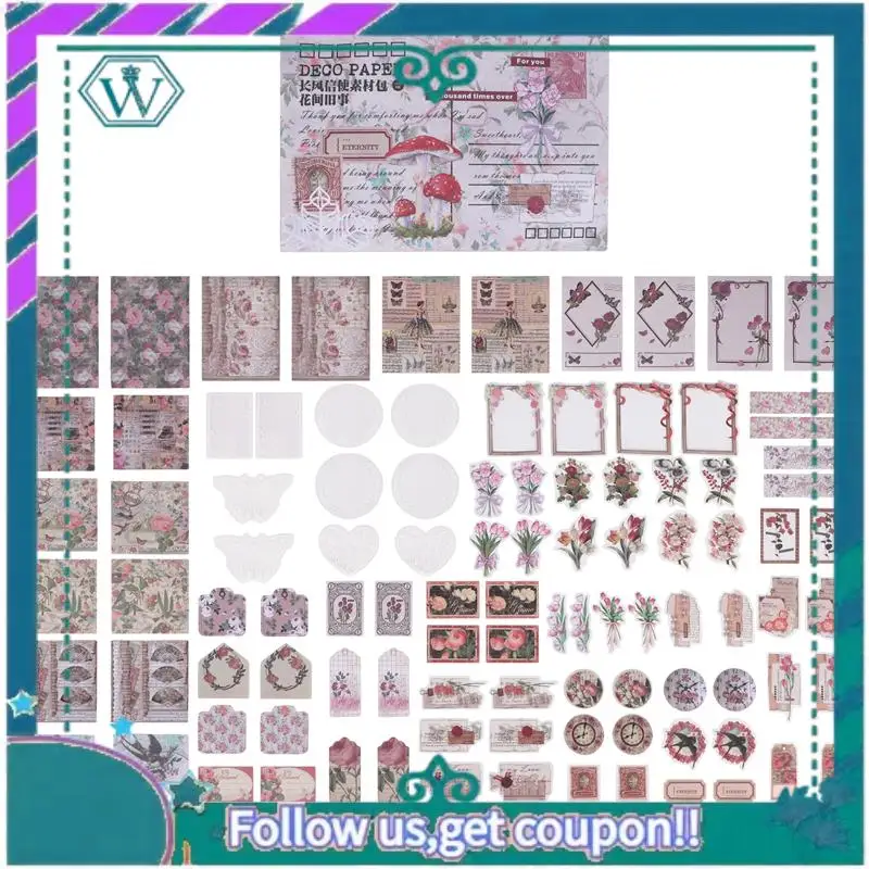 Upgraded 100Pcs Vintage Scrapbooking Sticker For Junk Journal Art Aesthetic Embellishment DIY Collage Album Picture Frames