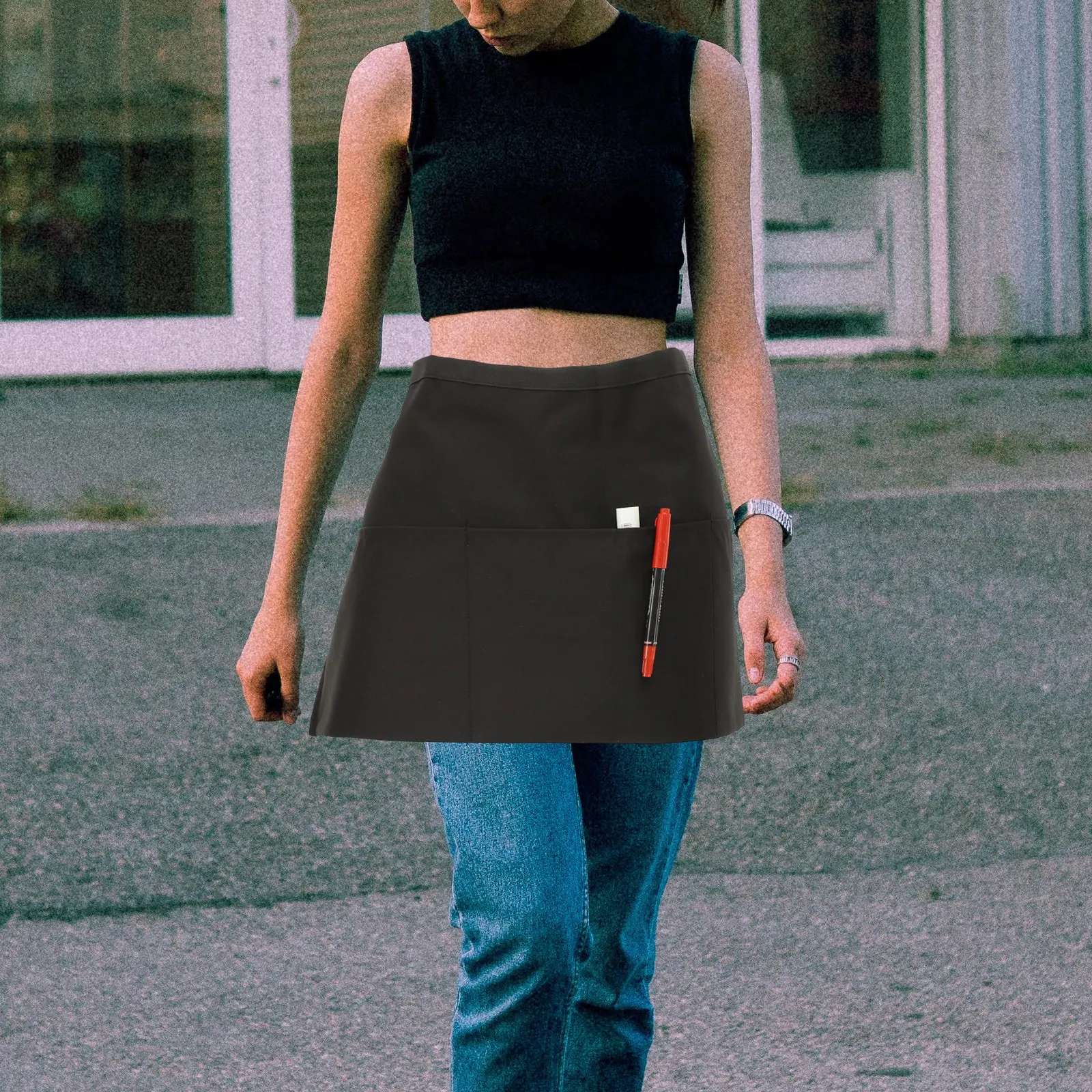 

Прочный поясной фартук с множеством карманов для приготовления пищи, выпечки, сервировки, гриля, ужинов, домашнего использования, ресторанов, отелей, баров