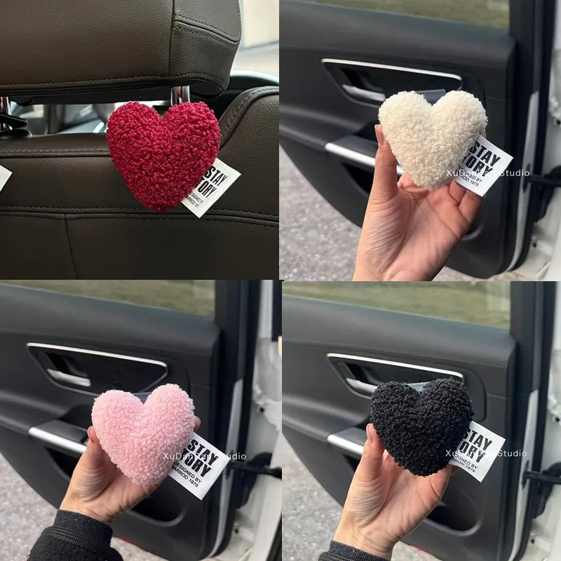 

Cute Seat Back Car Hook Love Heart Plush Universal Auto Headrest Clothes Handbag Hang Storage Organizers Hooks Holder Decoration