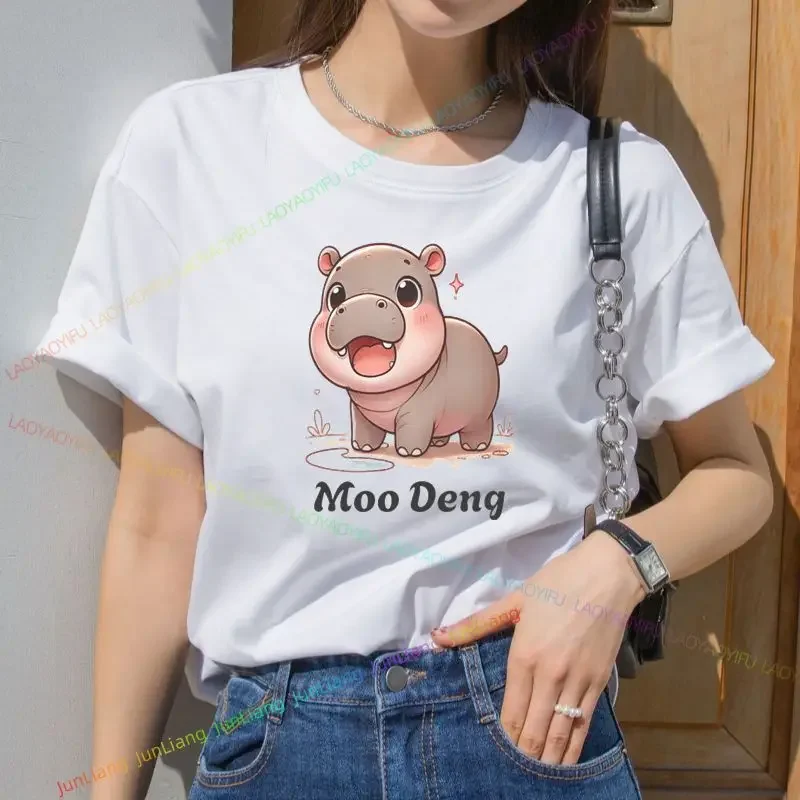 

Moo Deng Thailand Надувная свинья Baby Hippo Khao Kheow Open Zoo футболка с забавным принтом мужская рубашка с короткими рукавами и круглым вырезом